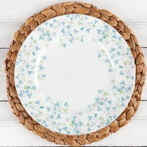 Vintage Sango Madeira Dinner Plate 10 1/2", Blue Flowers, Silver Rim